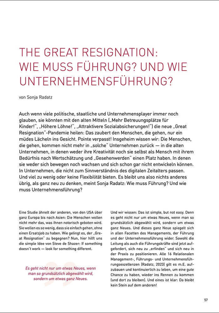The Great Resignation: Wie muss Führung? Und wie Unternehmensführung?