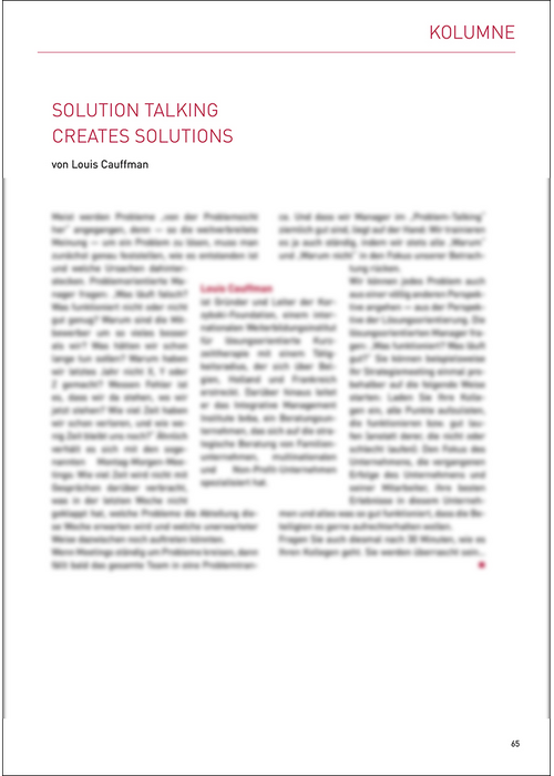 Solution talking creates solutions