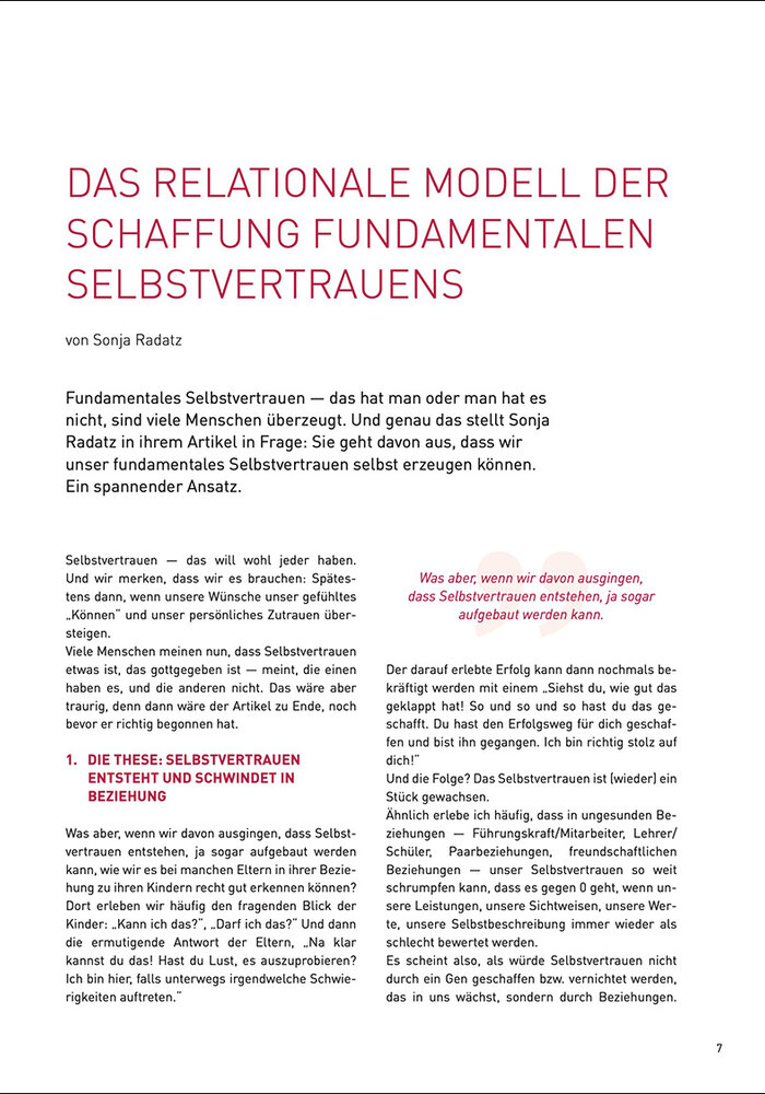 Das Relationale Modell der Schaffung fundamentalen Selbstvertrauens
