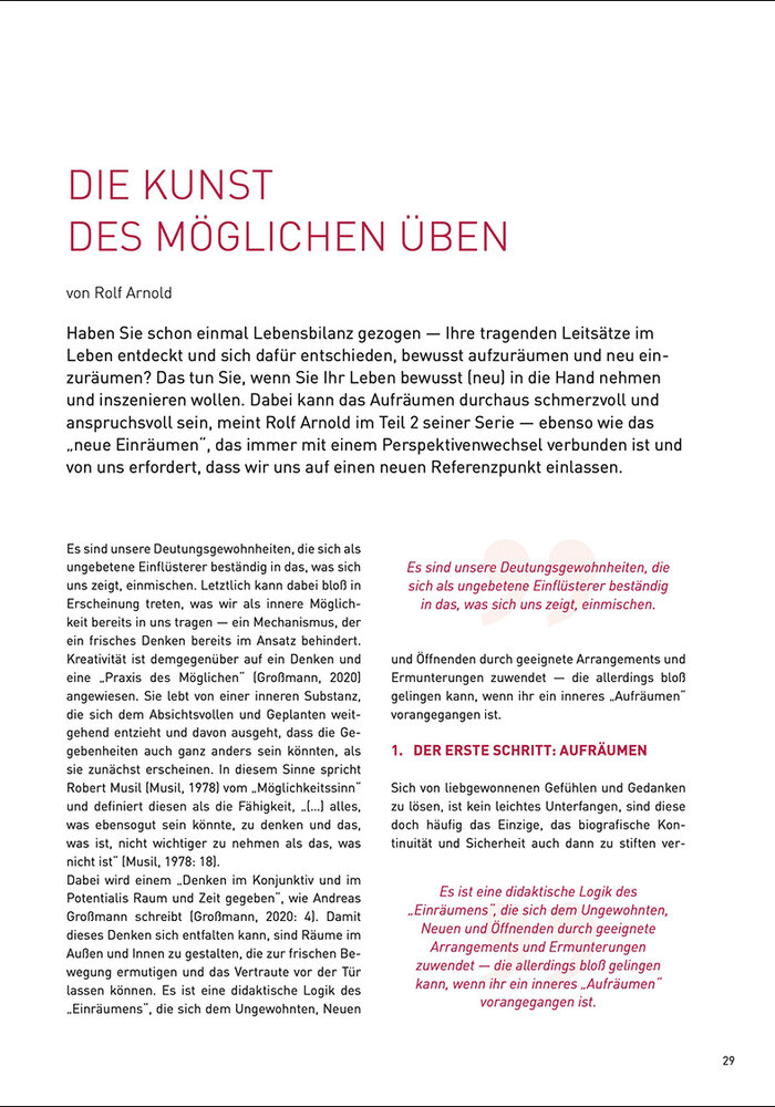 Die Kunst des Möglichen üben