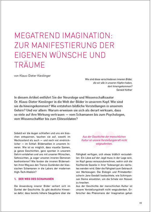 Megatrend Imagination: zur Manifestierung der eigenen Wünsche und Träume