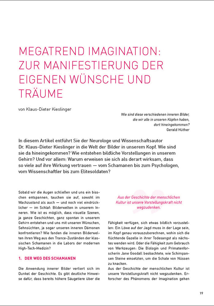 Megatrend Imagination: zur Manifestierung der eigenen Wünsche und Träume