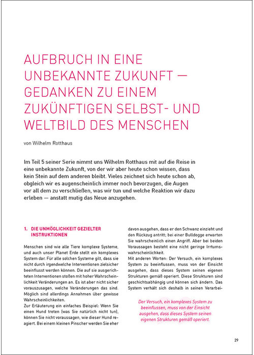 Aufbruch in eine unbekannte Zukunft – Gedanken zu einem zukünftigen Selbst- und Weltbild des Menschen