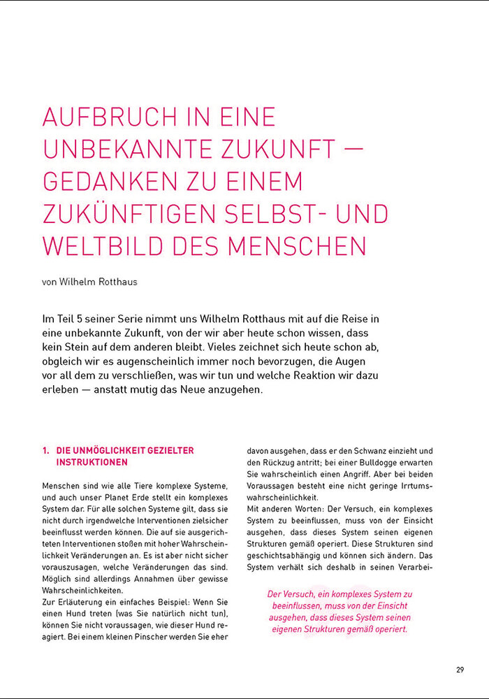 Aufbruch in eine unbekannte Zukunft – Gedanken zu einem zukünftigen Selbst- und Weltbild des Menschen