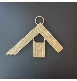 Masonic Square Lodge 'Ex-Worshipful Master' with Pythagoras - gold plated