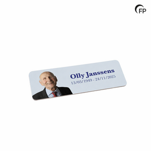 Print in naambadge 8,5x3cm Wit