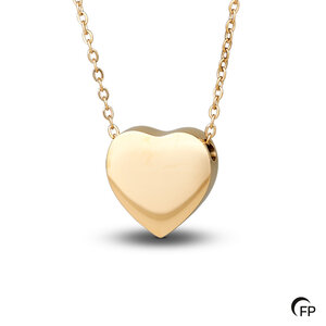 RS 009 Stainless steel ash pendant - Golden heart