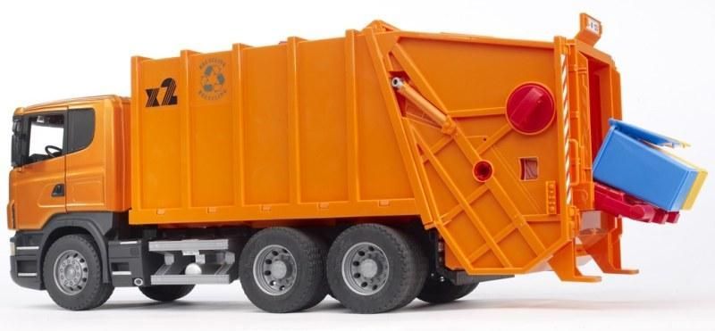 Bruder vrachtwagen 3560 Scania oranje vuilniswagen Bruder vrachtwagen 3560 Scania oranje vuilniswagen