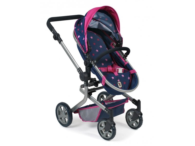 Poppenwagen Mika combi (blauwrozester) Outdoorspeelgoed Poppen Buggy Baboffel De kinder en speelgoedwinkel voor