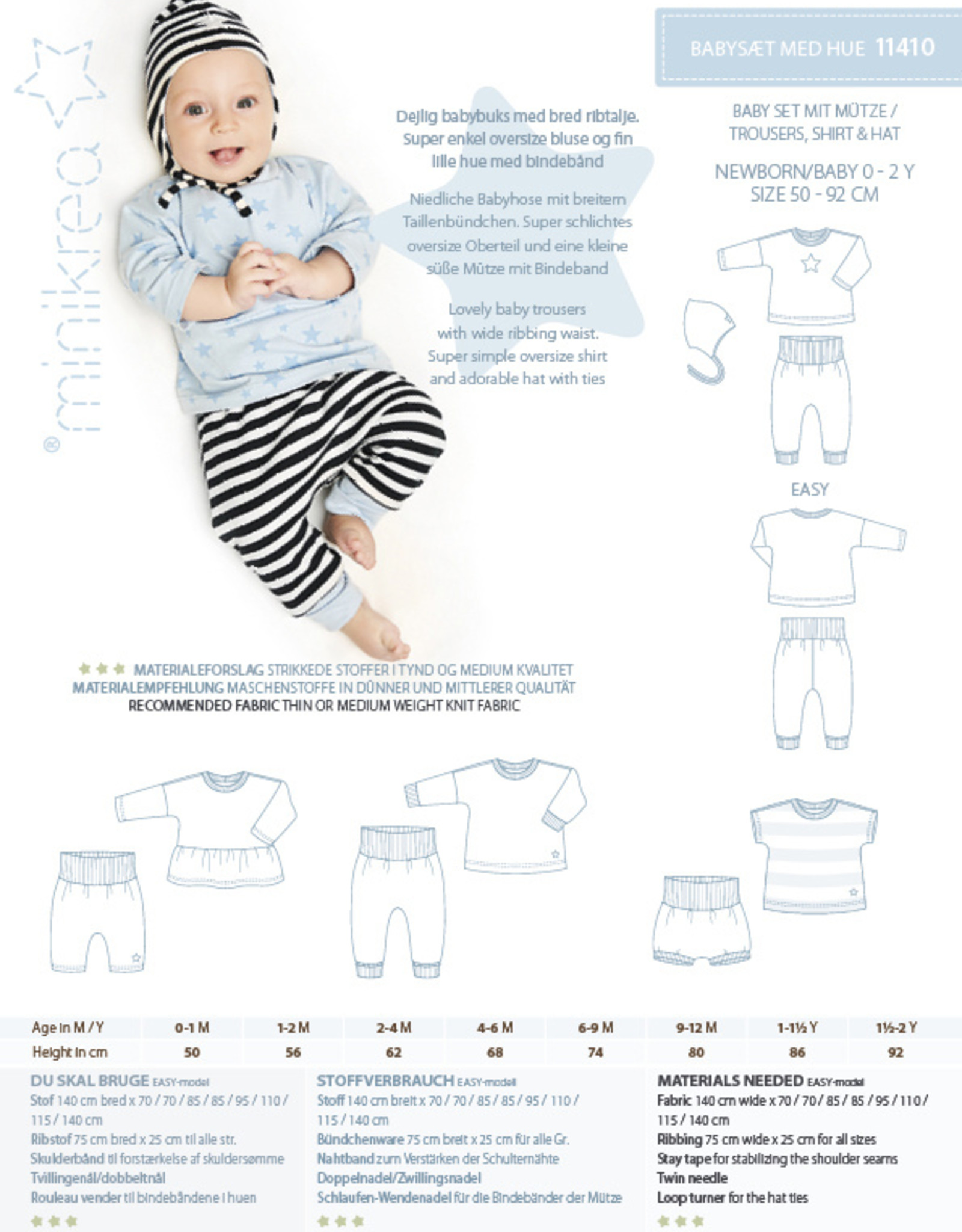 MiniKrea Patroon - Baby broek & T-shirt & Muts