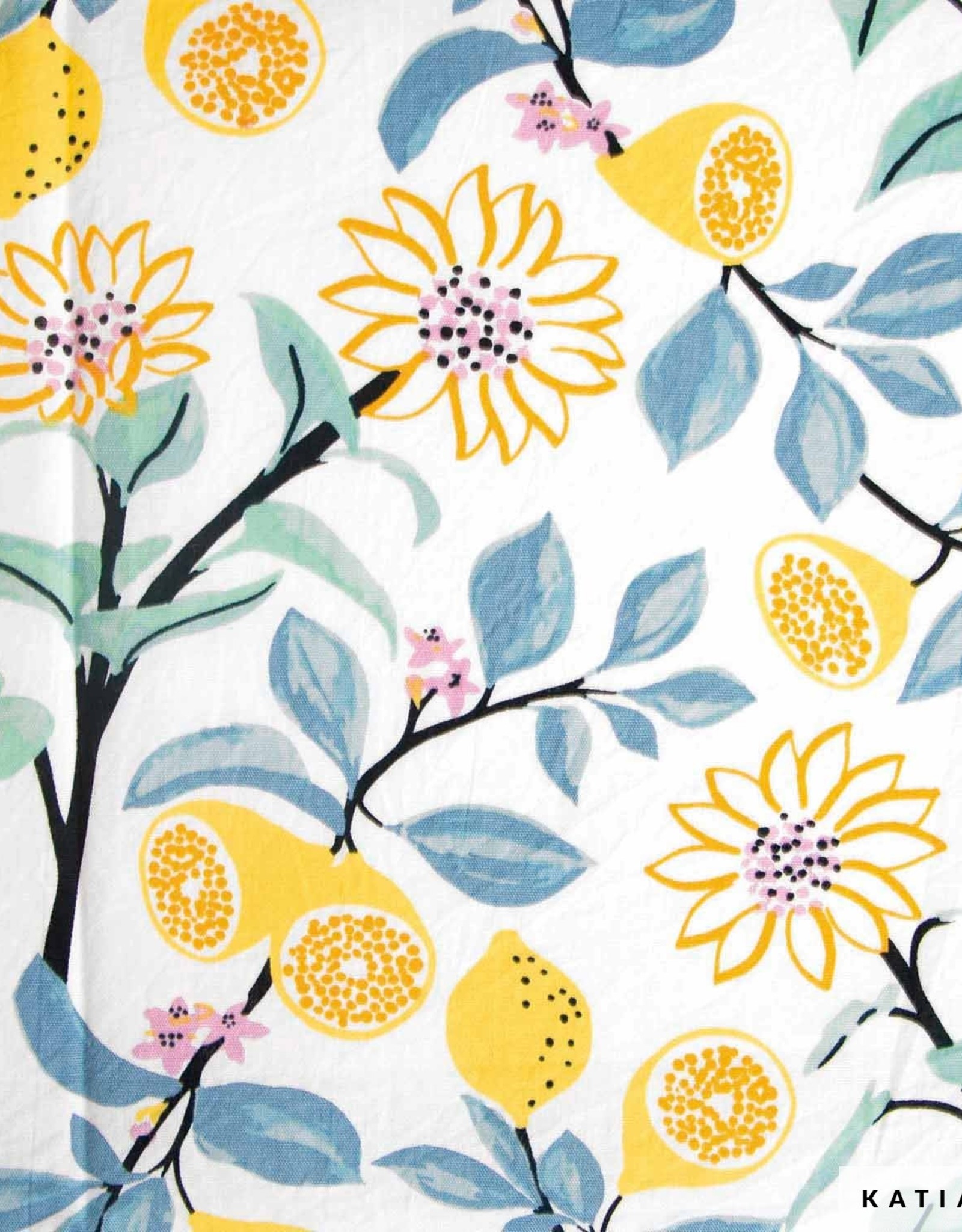 Katia Fabrics Katoen Poplin - Lemons & Flowers