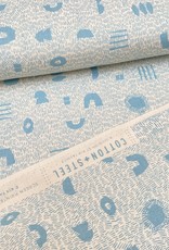 cotton&steel Katoen - Grass and Shapes - soft blue