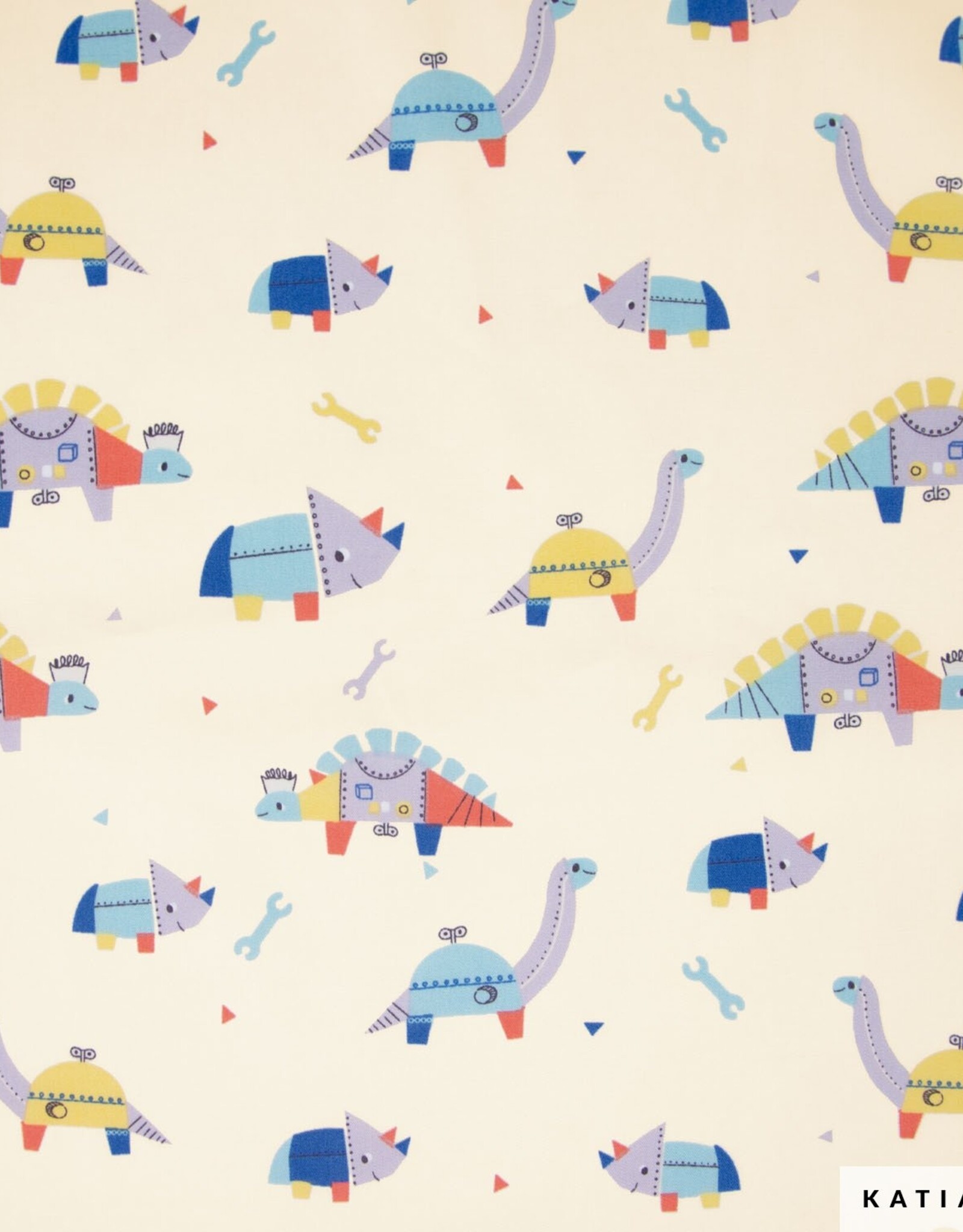 Katia Fabrics Katoen Poplin - Dino Robots