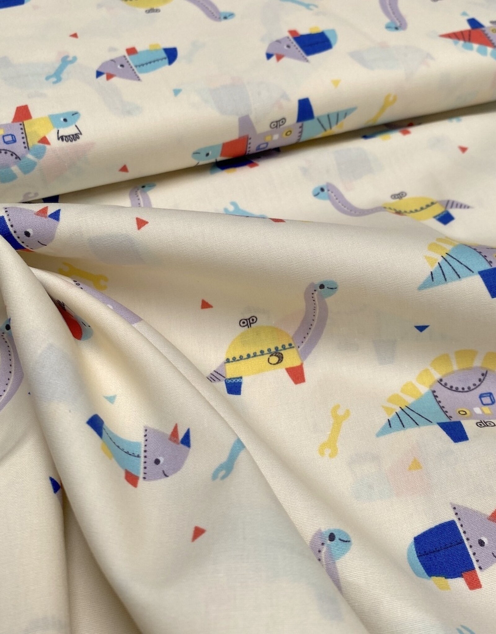 Katia Fabrics Katoen Poplin - Dino Robots