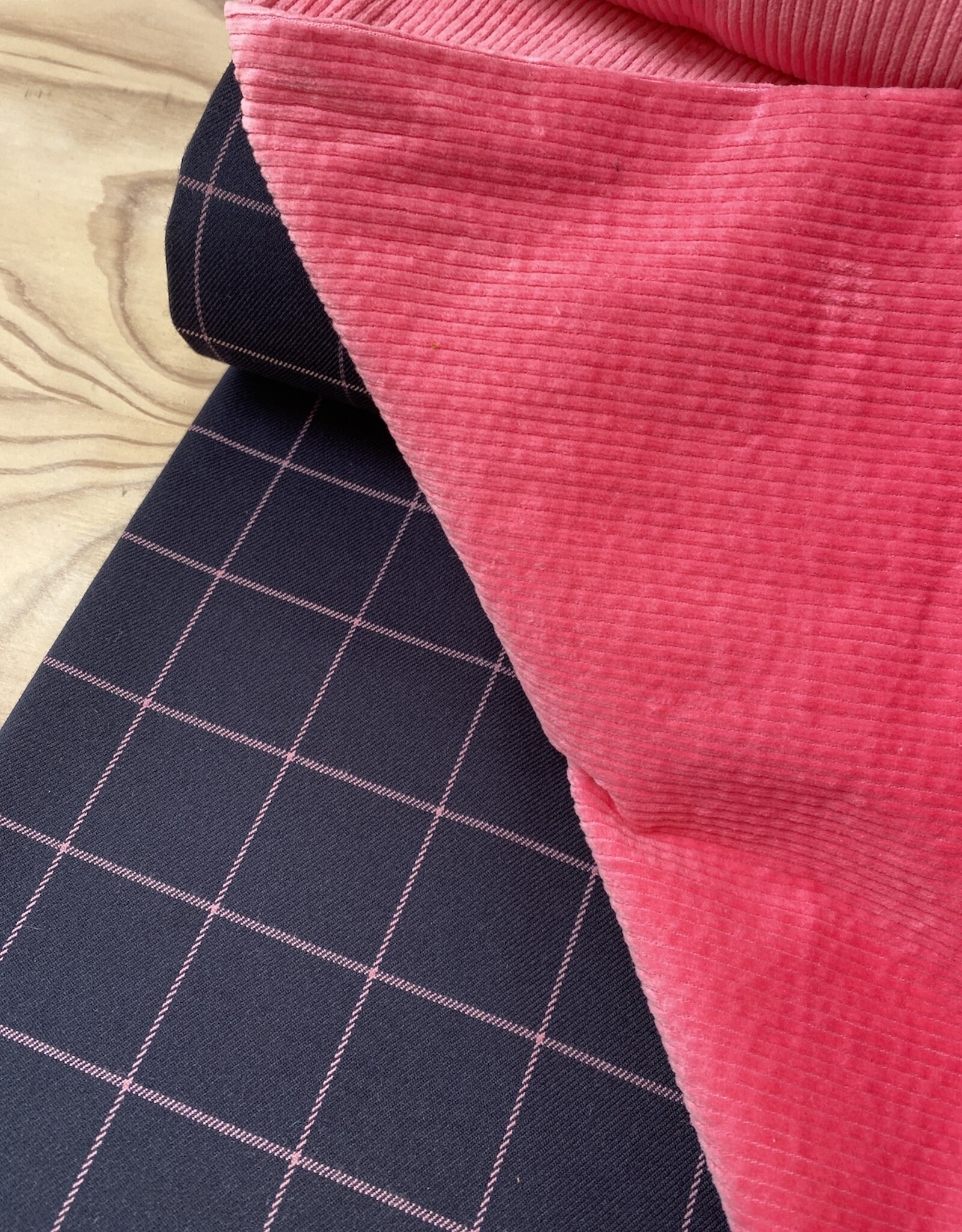 Soft Twill - Checks Marine & Pink