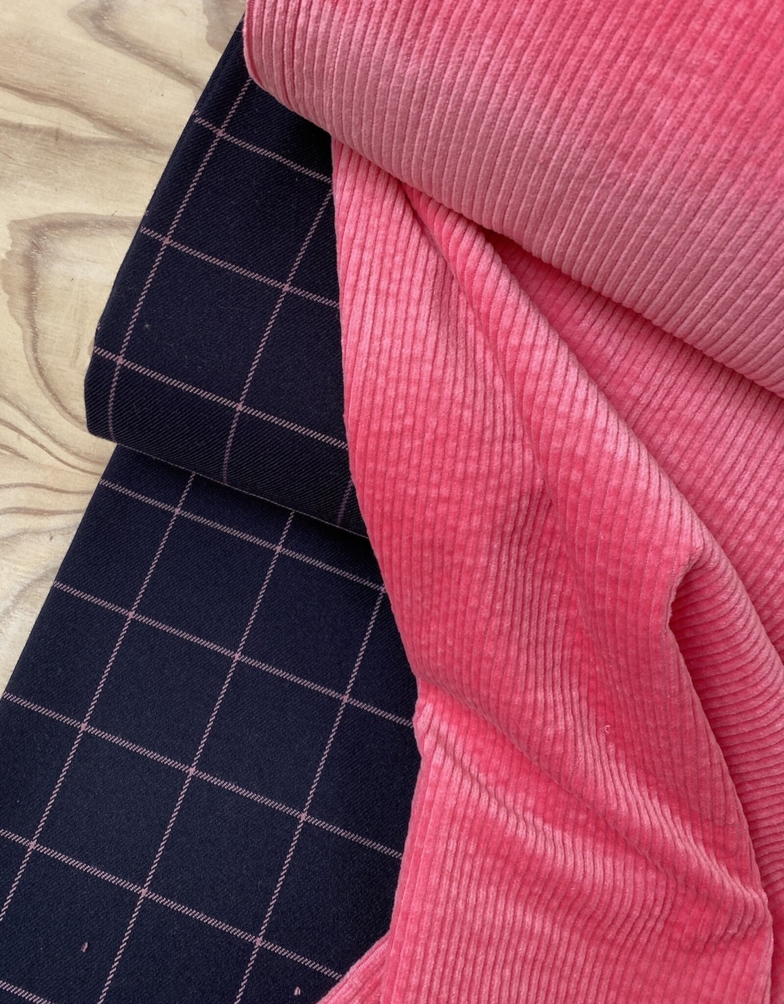 Soft Twill - Checks Marine & Pink