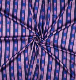 Satijn Katoen - Stripe - Dark Cobalt