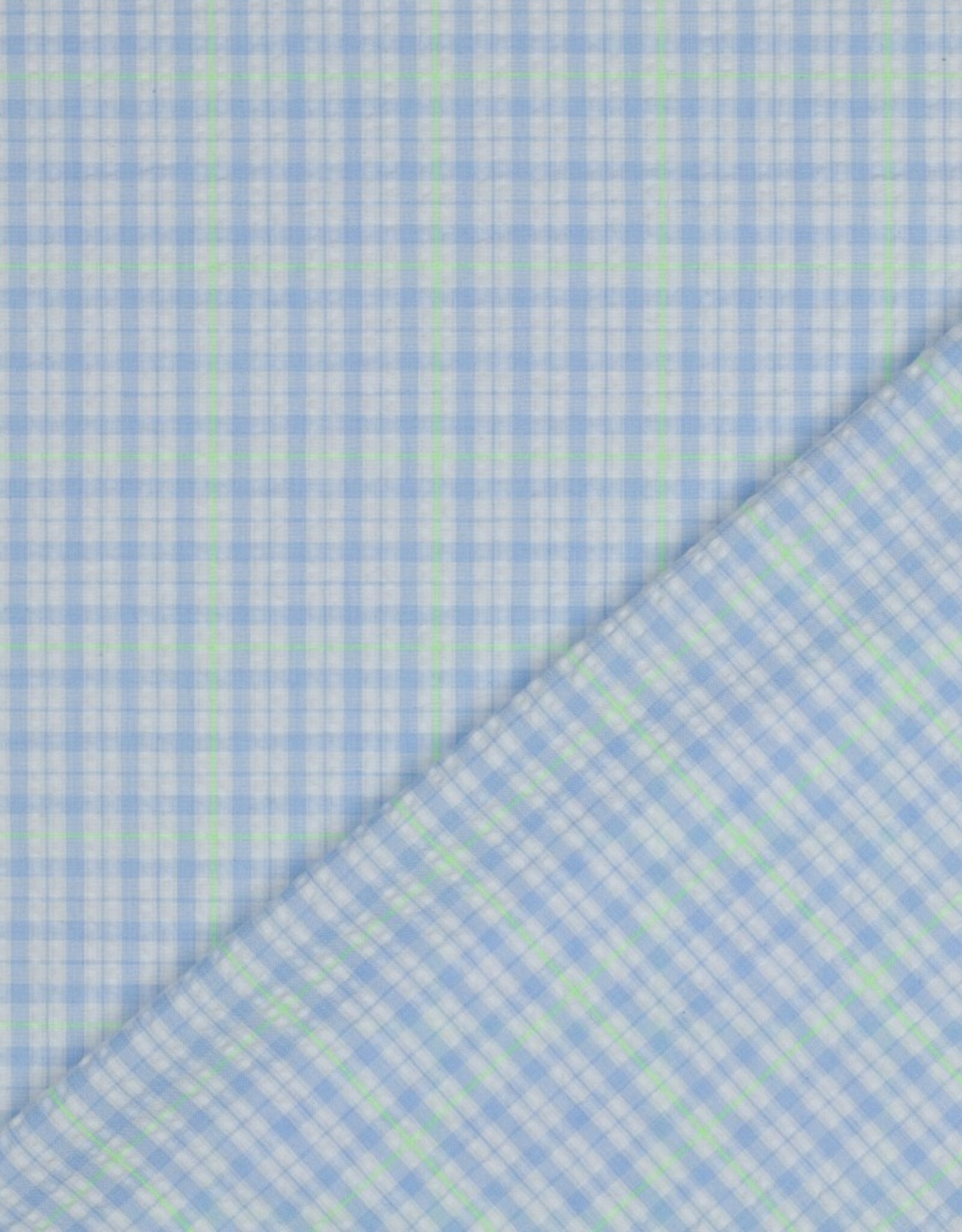 Seersucker - Checks Blue & Green