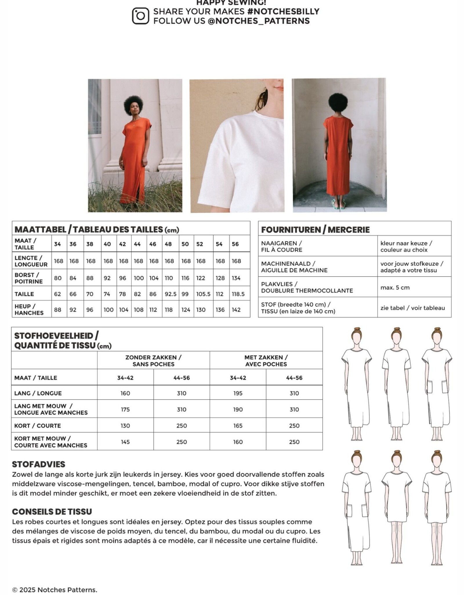 notches Patroon - Billy T-shirtjurk
