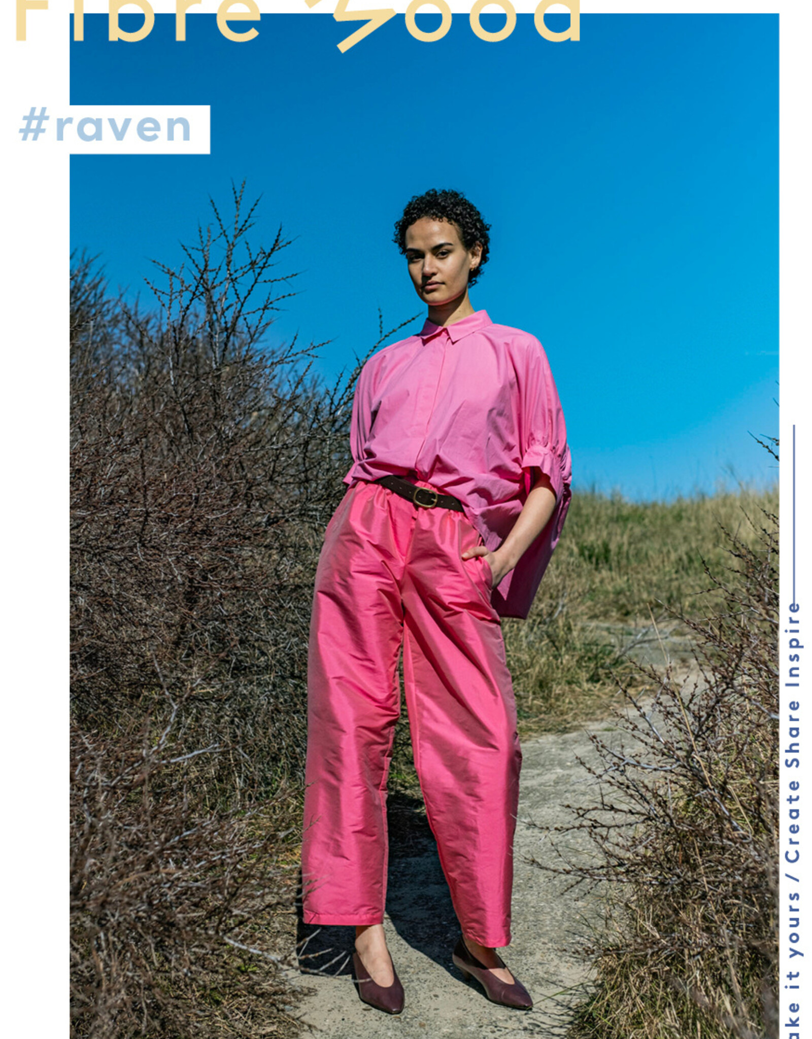 Fibre Mood Tafetta - Raven - Fuchsia
