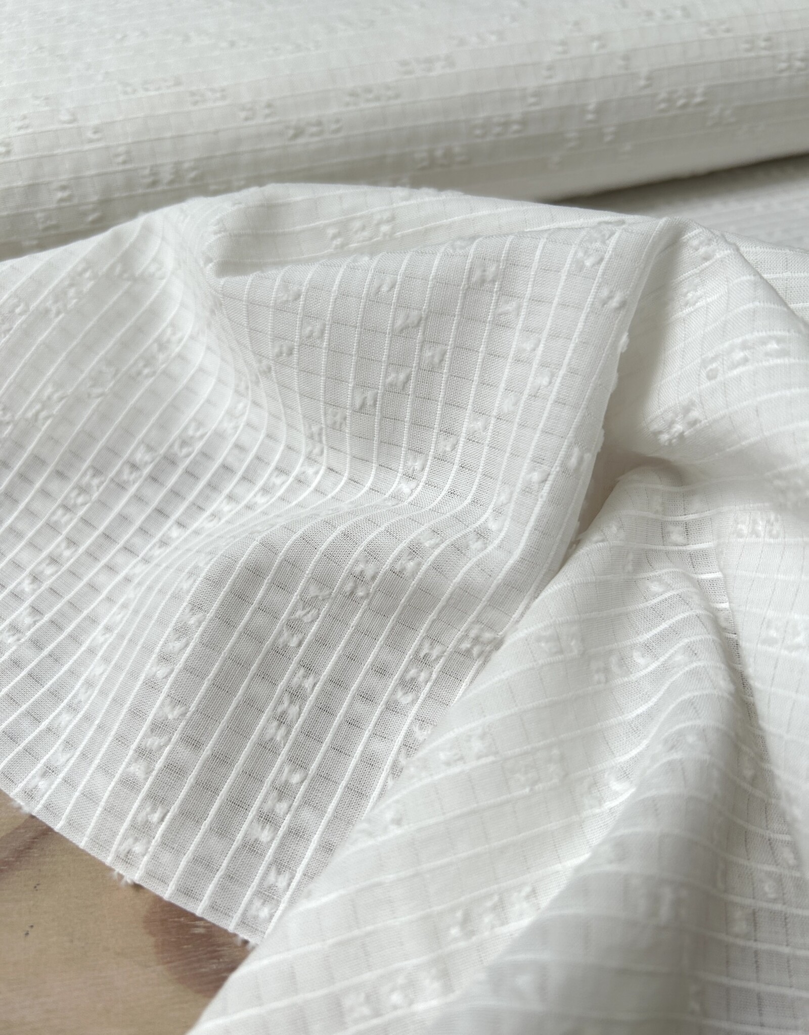 Voile structuur katoen - Crème