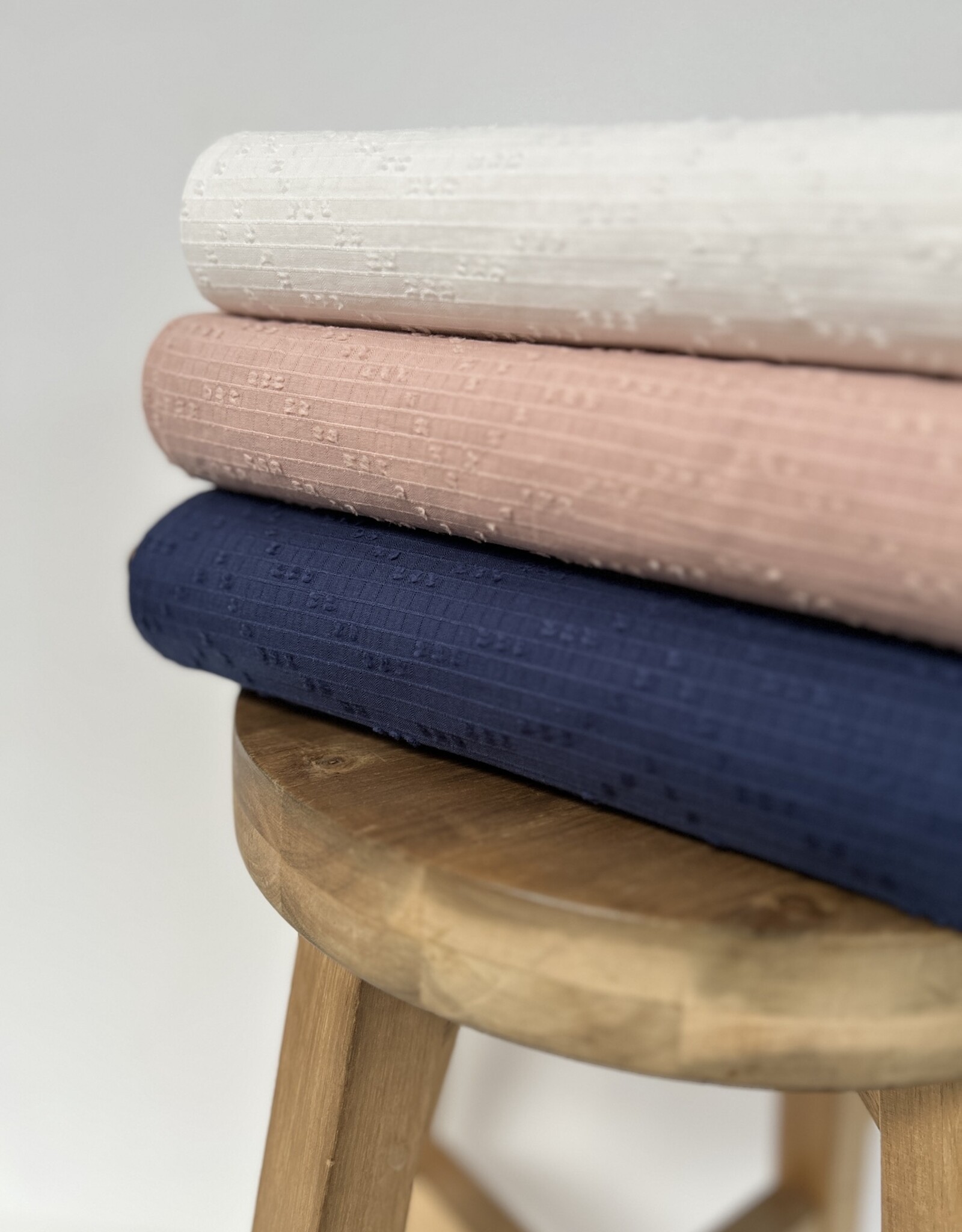 Voile structuur katoen - Crème