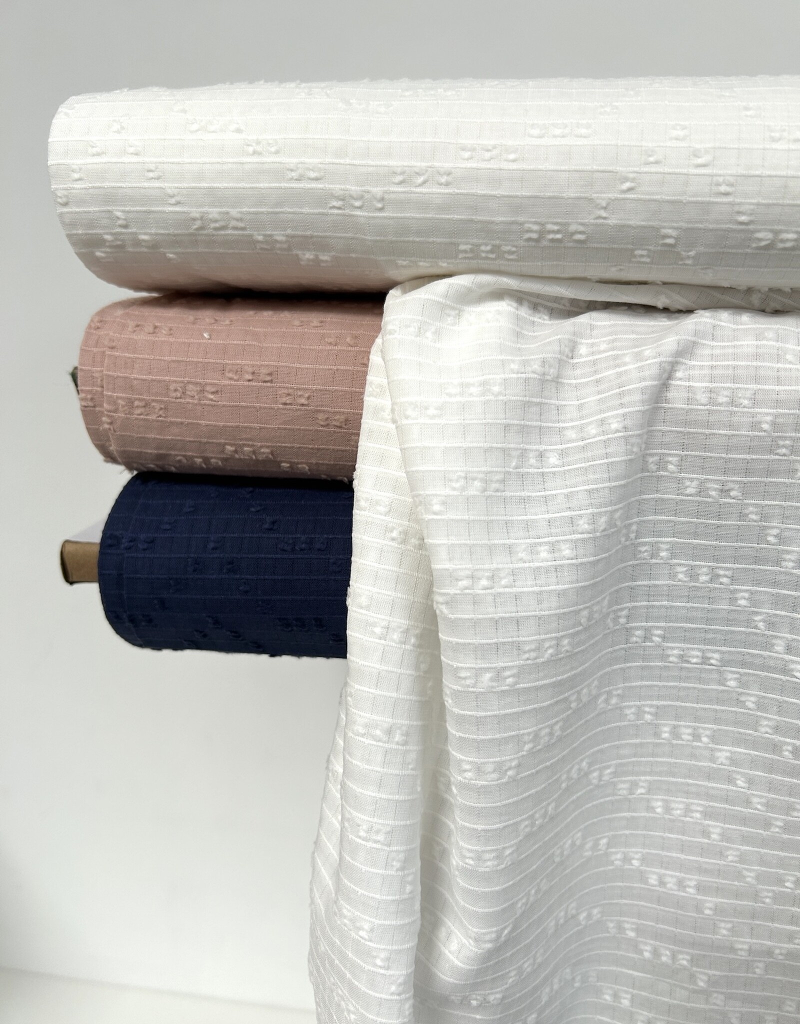 Voile structuur katoen - Crème