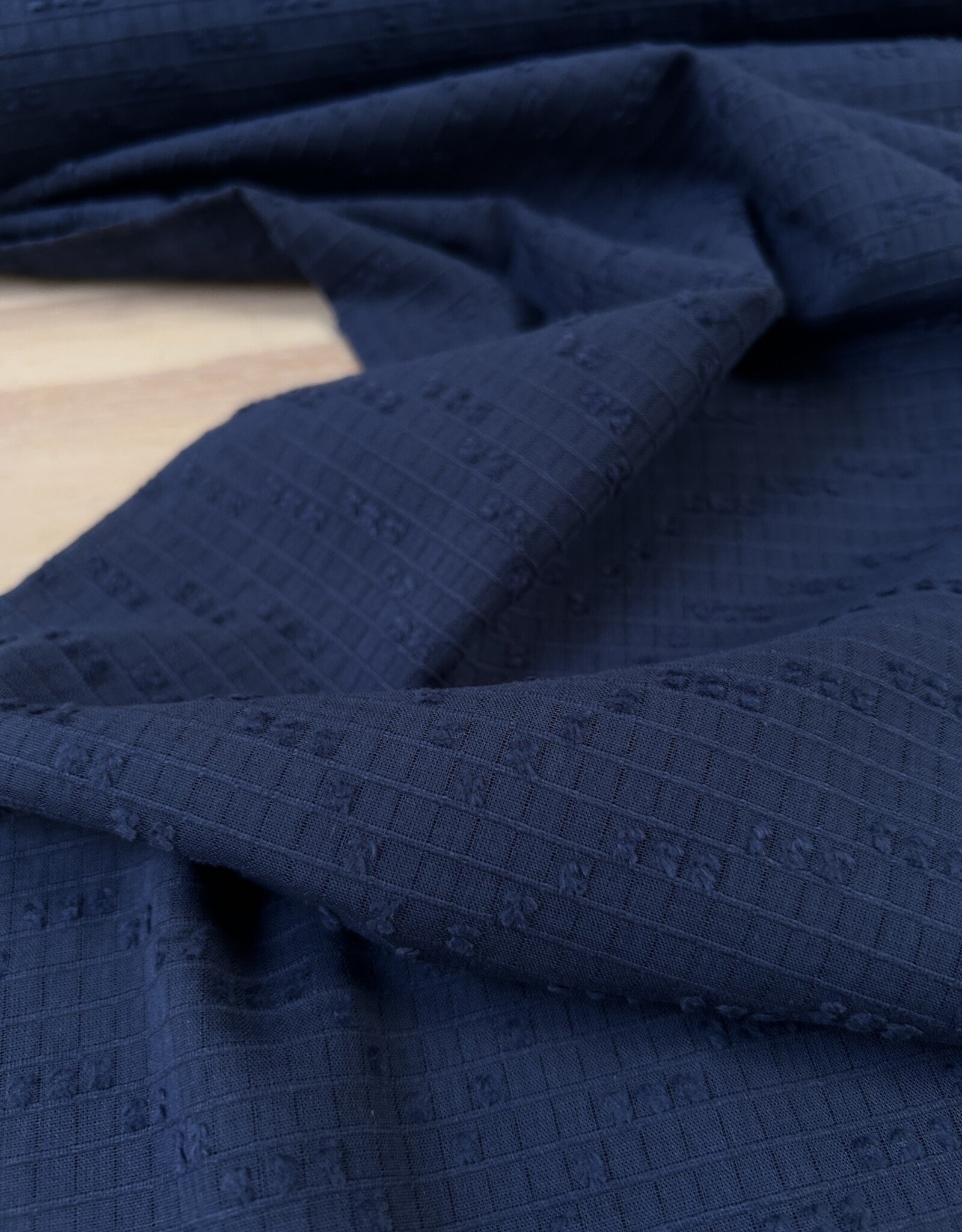 Voile structuur katoen - Marineblauw