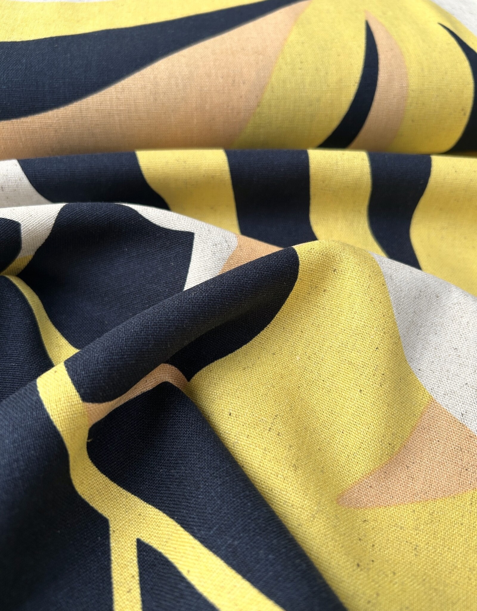 Viscose Linnen  - Bel Leaves - Yellow