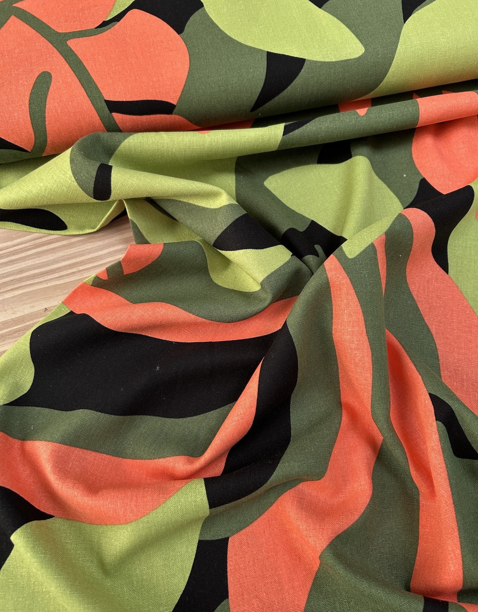 Viscose Linnen  - Bel Leaves - Green