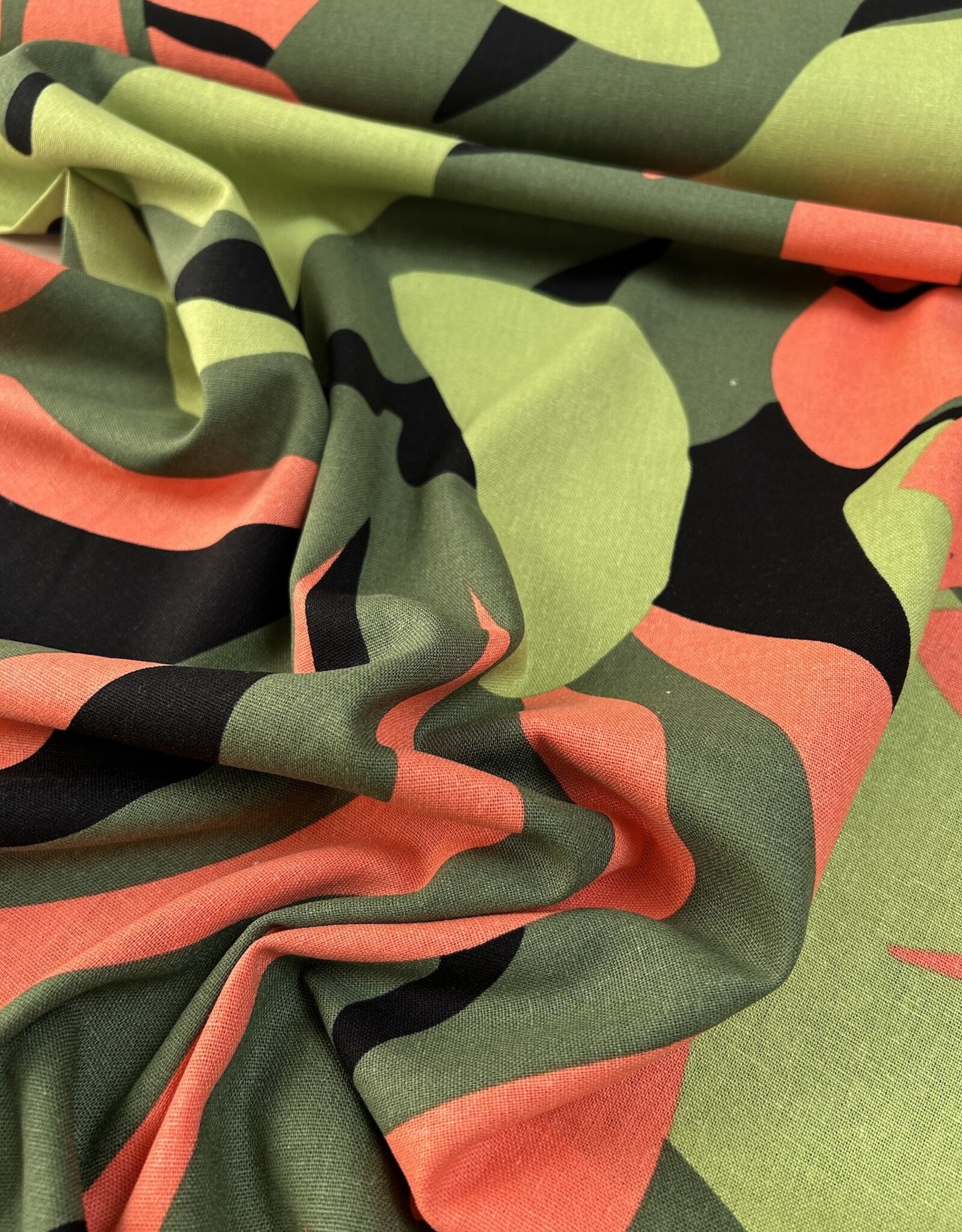 Viscose Linnen  - Bel Leaves - Green