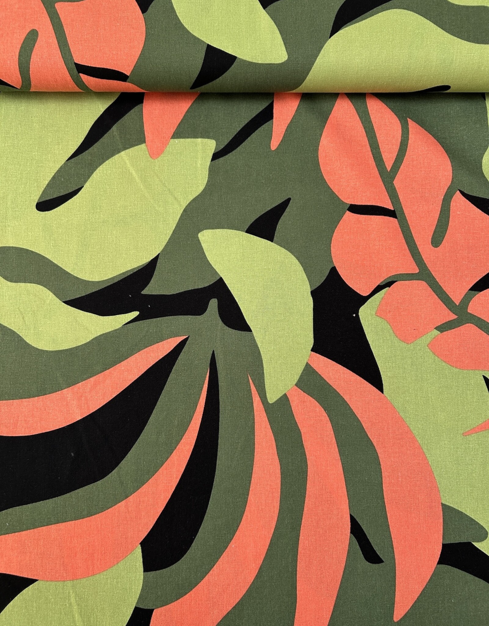 Viscose Linnen  - Bel Leaves - Green