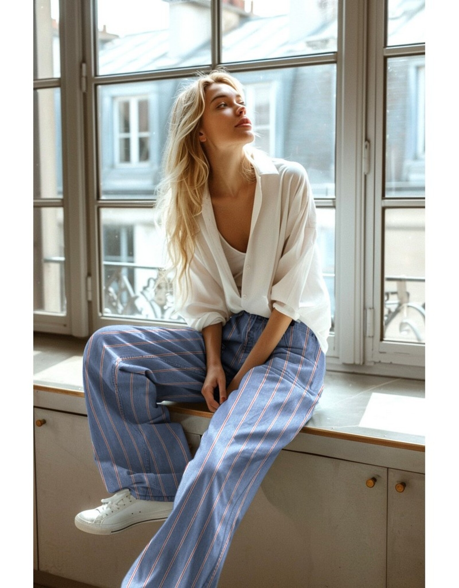 Jeans - Streepjes - Blauw Rood