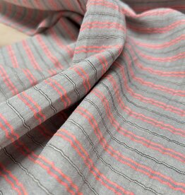 Double Gauze - Grey & Neon Stripes