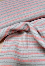 Double Gauze - Grey & Neon Stripes