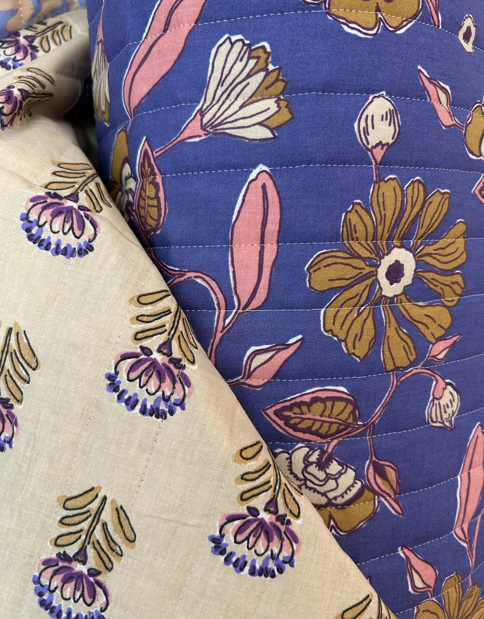 Stepper katoen - Crème & Blue