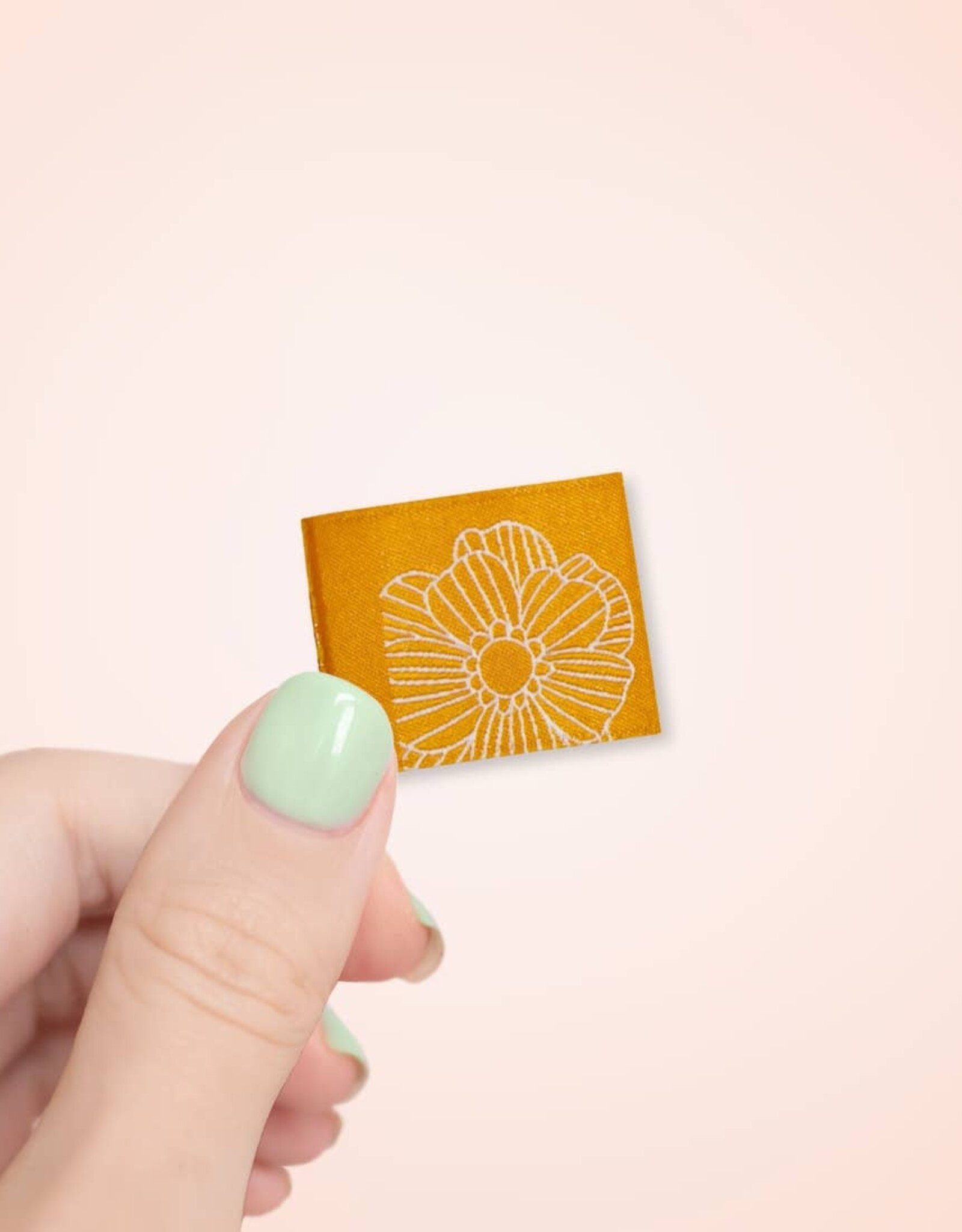 5 Naailabels - Bloem geel