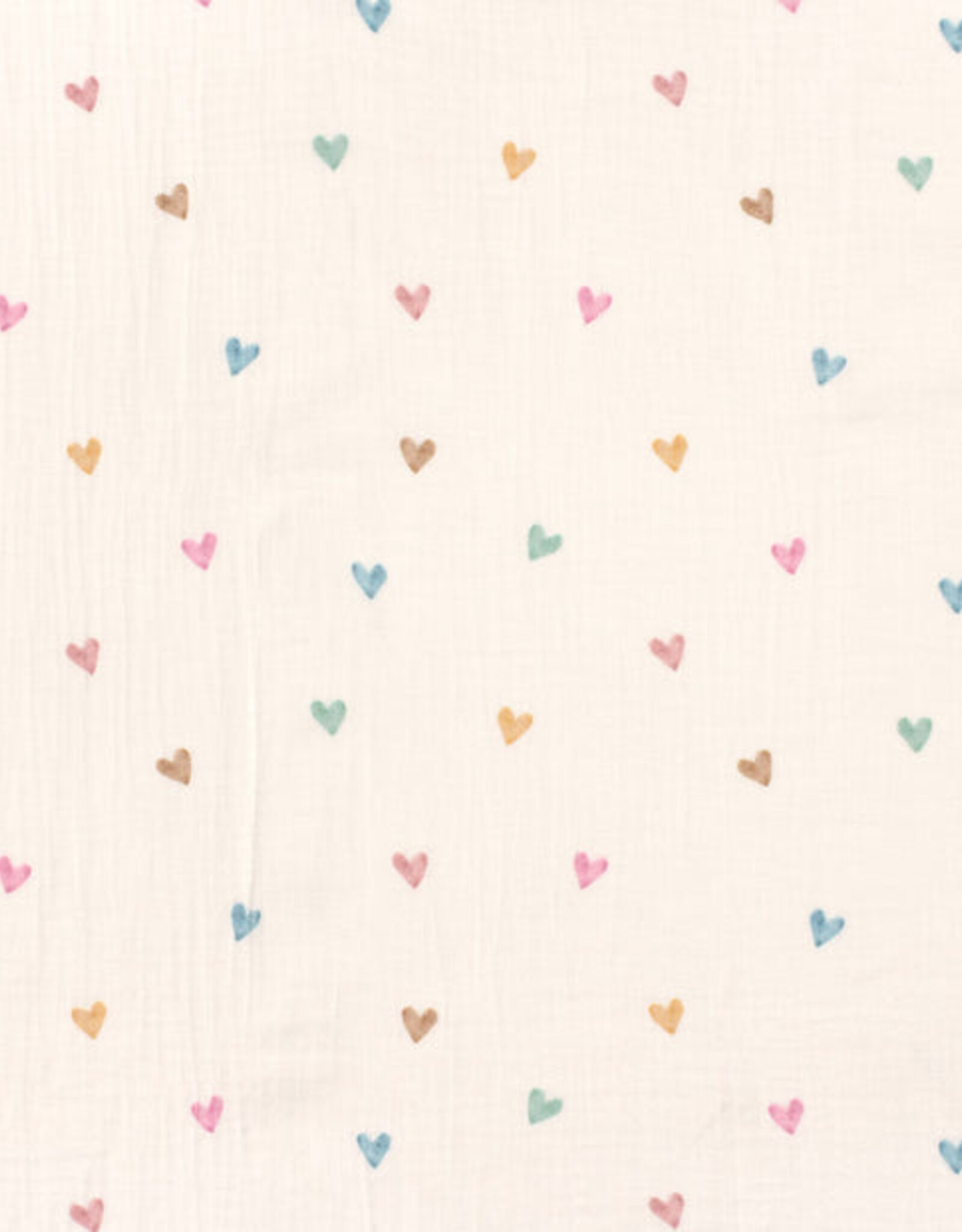 Double Gauze - Hearts Pastel