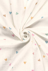 Double Gauze - Hearts Pastel