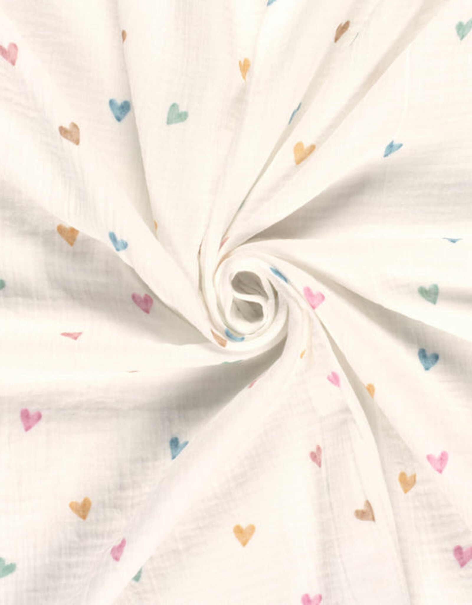 Double Gauze - Hearts Pastel