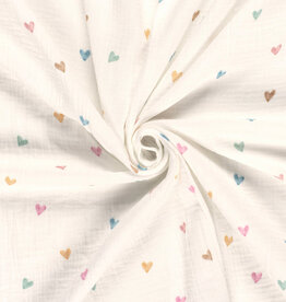 Double Gauze - Hearts Pastel