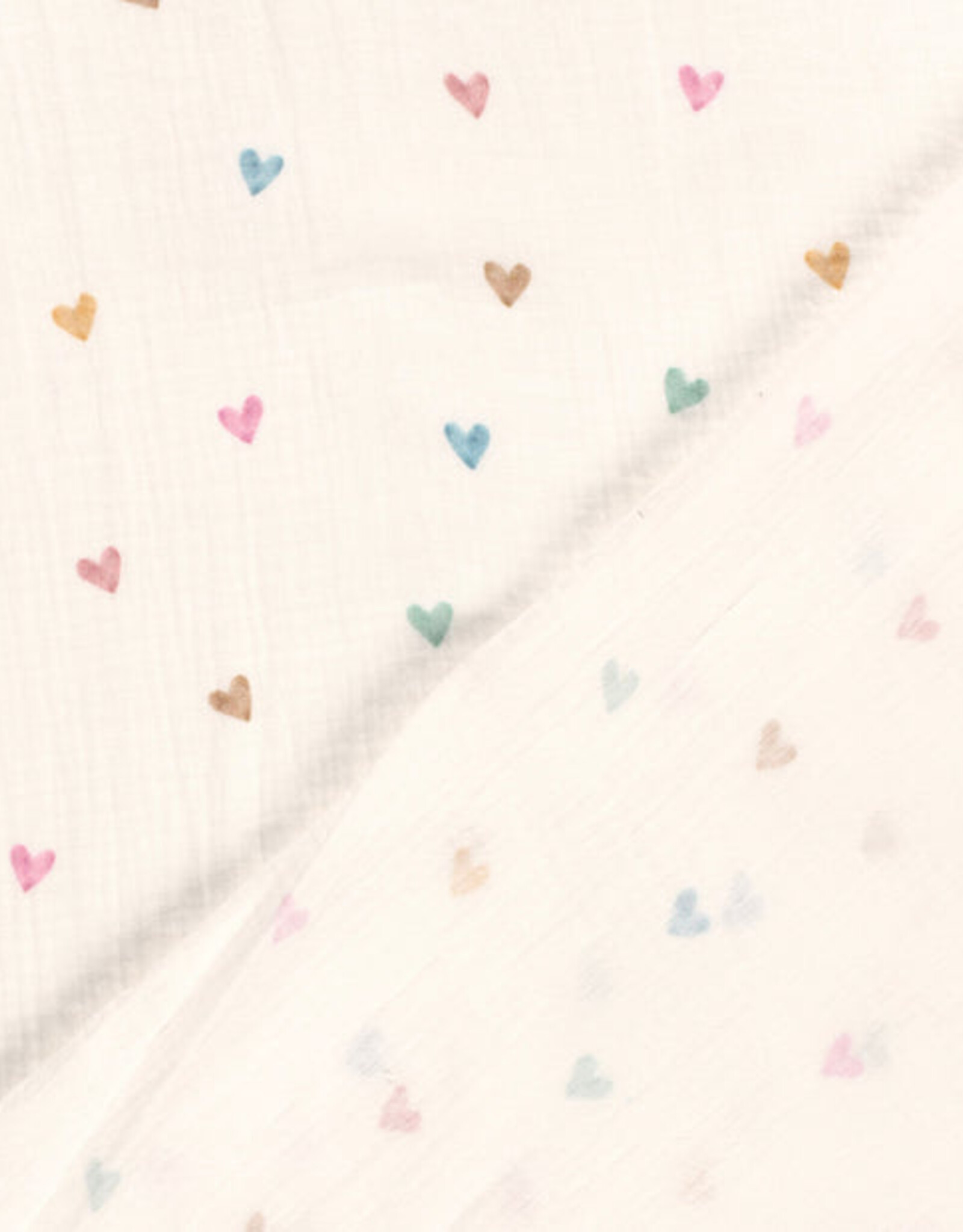 Double Gauze - Hearts Pastel