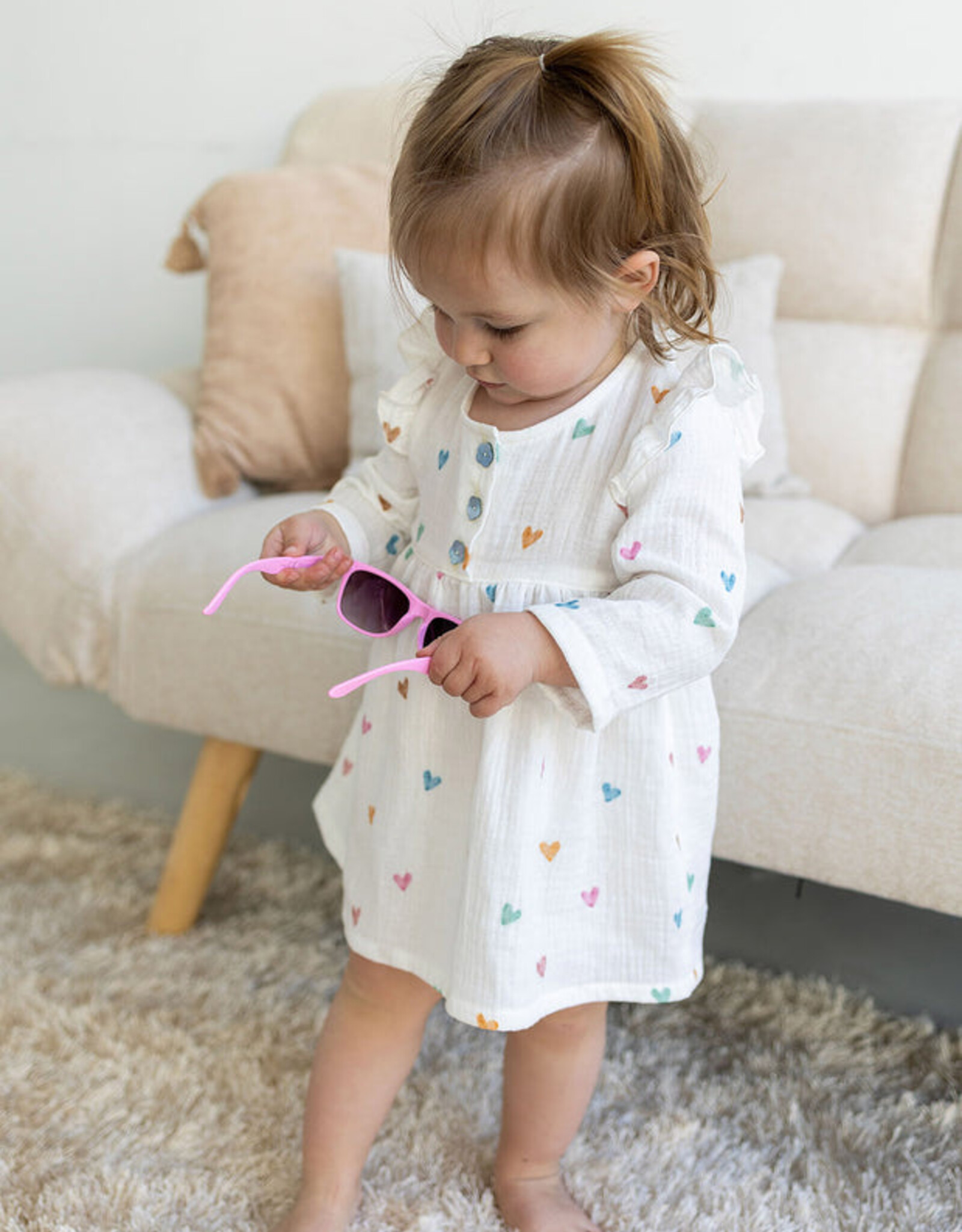 Double Gauze - Hearts Pastel