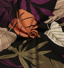 Viscose Crepe - Autumn Leaves -  Bordeaux