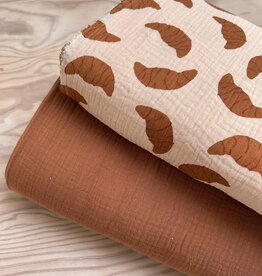 Double Gauze - Effen Red Brown