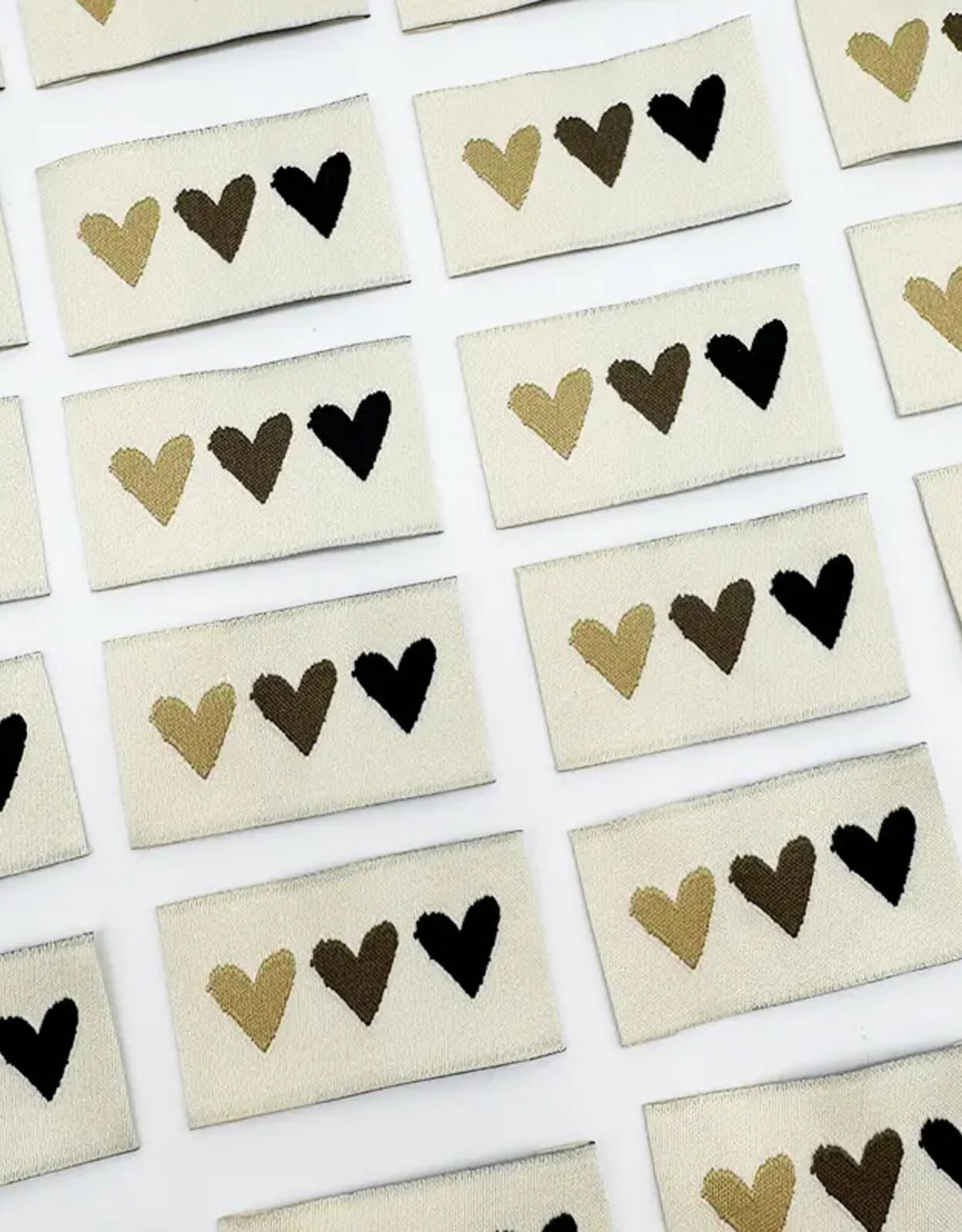 Naailabels - Hearts Naturel