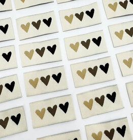 Naailabels - Hearts Naturel