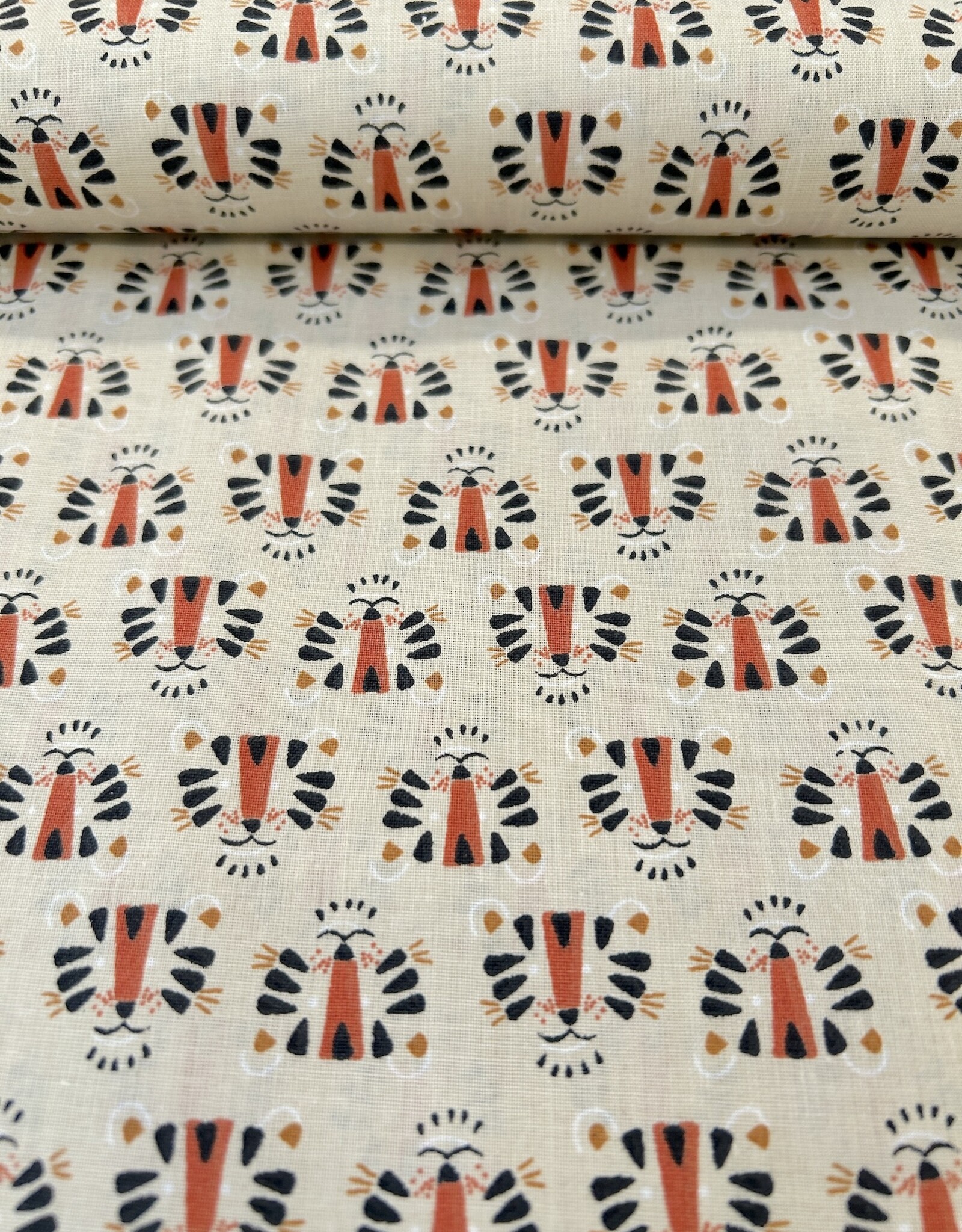 Katoen Poplin - Lion - Crème