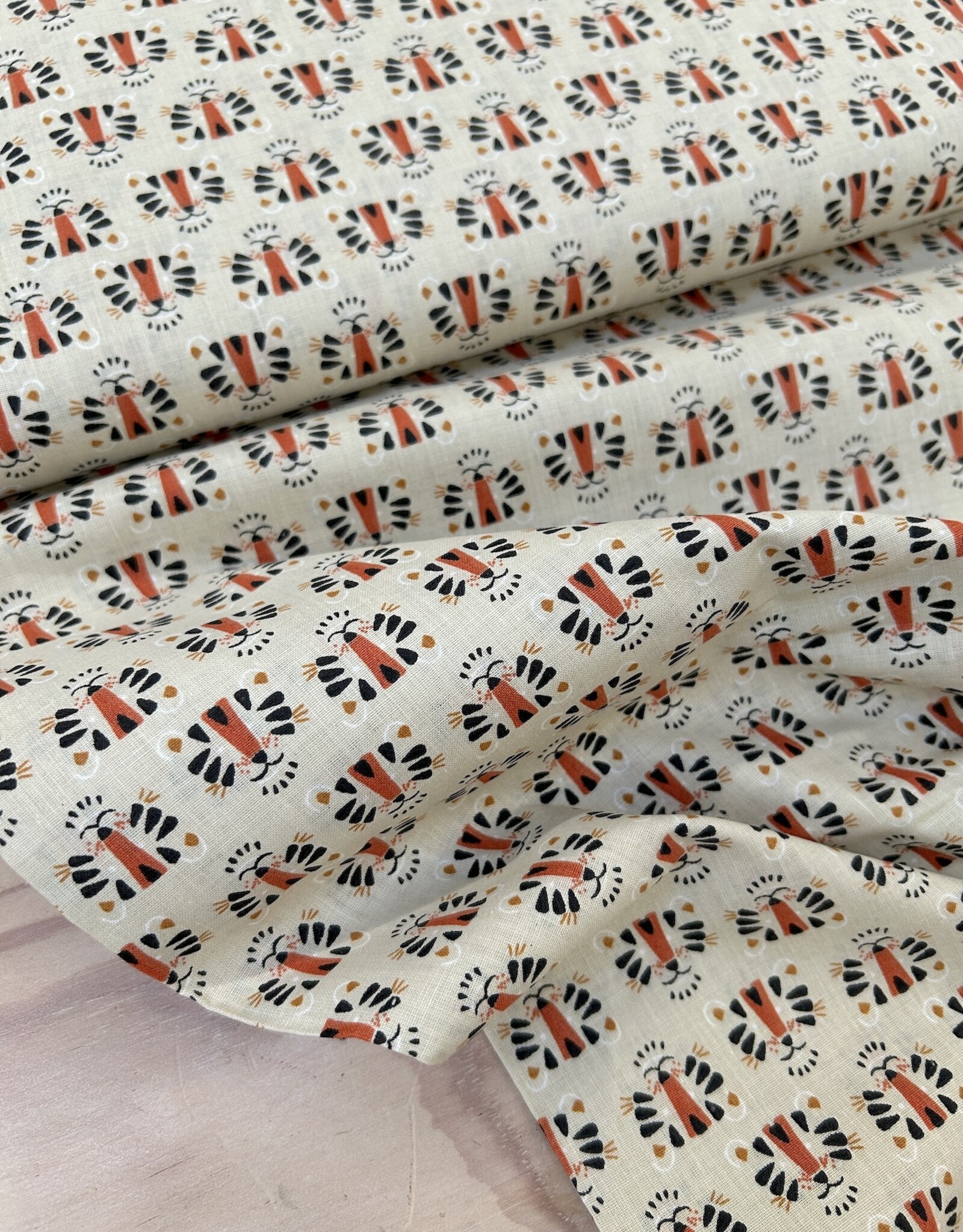 Katoen Poplin - Lion - Crème