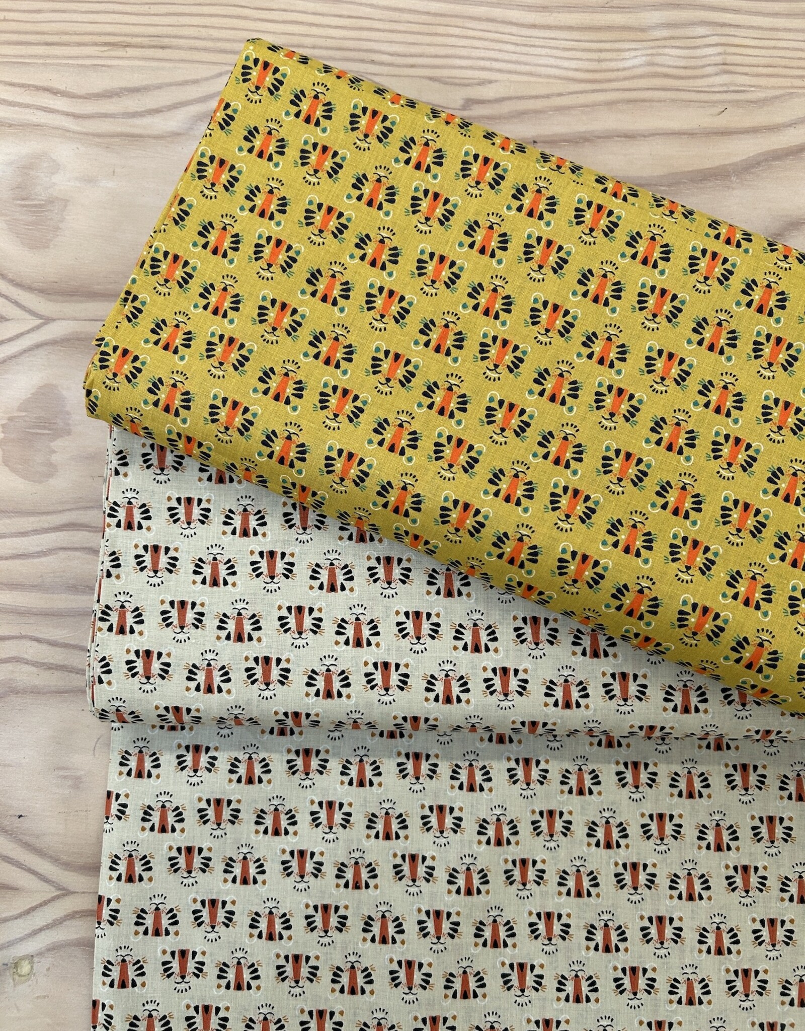 Katoen Poplin - Lion - Crème